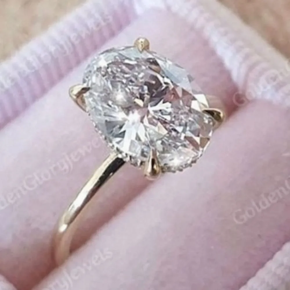 3 Ct Oval Moissanite 10k Rose Gold Solitaire Engagement Ring for Women Size 5 - Picture 9 of 12